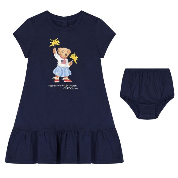 Ralph Lauren Baby Girls Navy Blue Polo Bear Dress Set 310953280001 NEW w TAGS